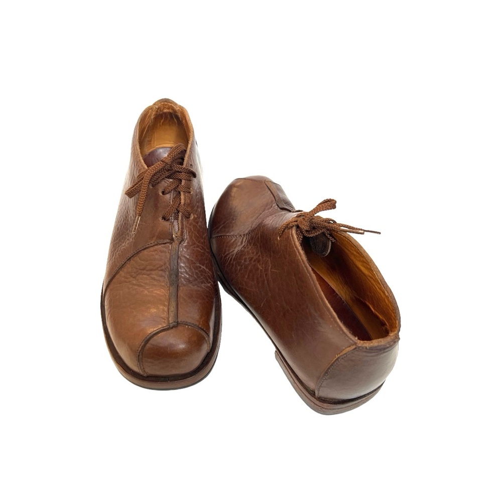 CYDWOQ Curve Cognac Brown Leather Lace-up Shoes Sz 7.5 (41)